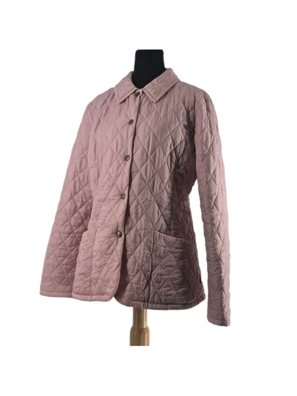 Barbour Quilted chore Jacket light pink light weight snap button sz 8